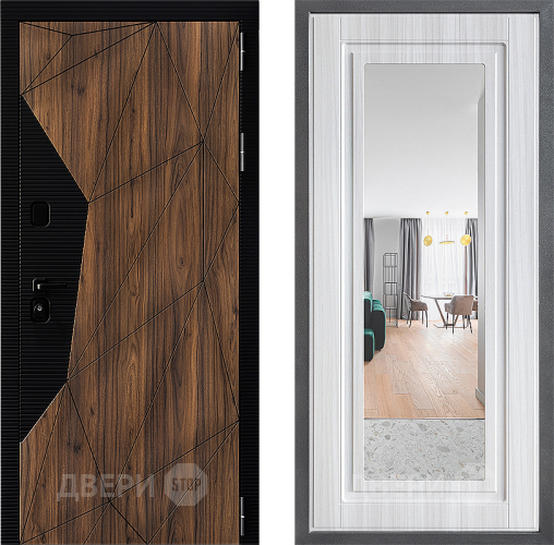 Дверь Дверной континент ДК-11 ФЛЗ Зеркало Сандал белый