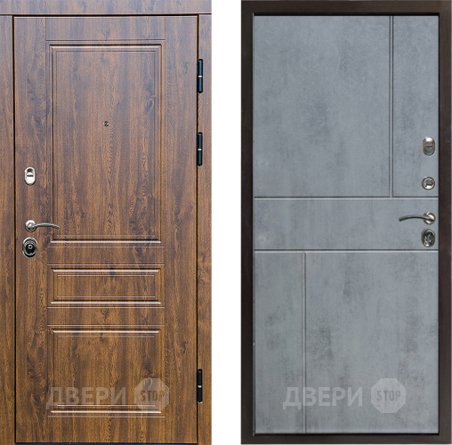 Входная металлическая Дверь Престиж Классика Дуб Горизонт Бетон темный