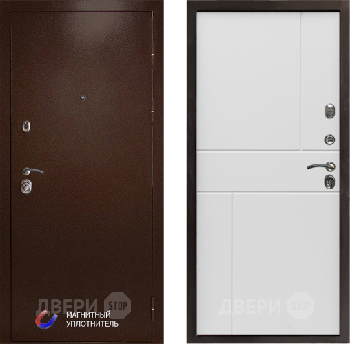 Входная металлическая Дверь Престиж Медь Горизонт Бетон белый