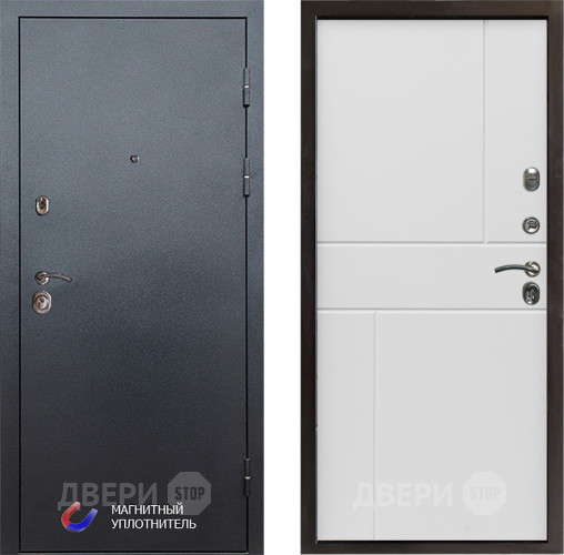 Входная металлическая Дверь Престиж Графит Горизонт Бетон белый