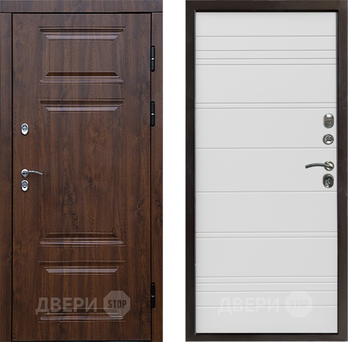Входная металлическая Дверь Престиж TERMO с терморазрывом Премиум Орех Line Белый