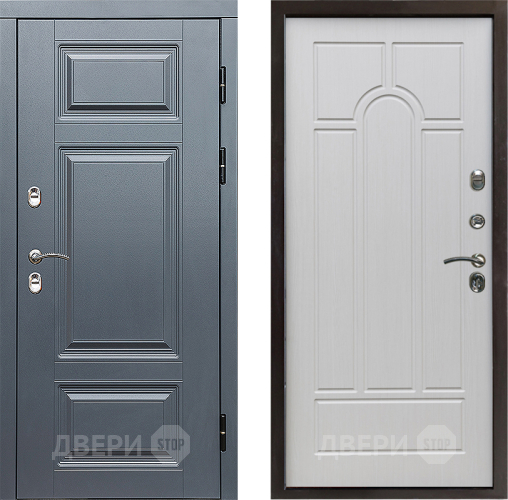 Входная металлическая Дверь Престиж TERMO с терморазрывом Премиум Грэй Арка Лиственница белая