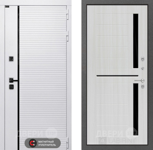 Входная металлическая Дверь Лабиринт (LABIRINT) Royal 02 Сандал белый