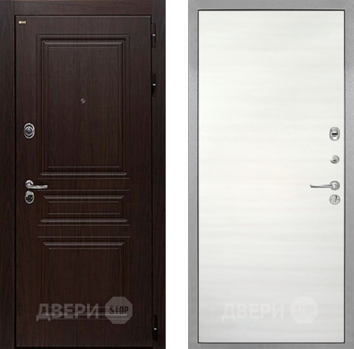 Входная металлическая Дверь Интекрон (INTECRON) Брайтон Тиковое Дерево Гладкая Дуб сильвер поперечный