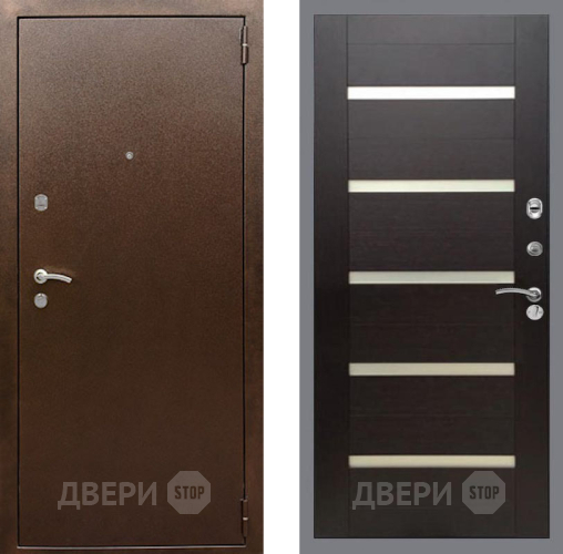 Входная металлическая Дверь Рекс (REX) 1А Медный Антик СБ-14 стекло белое венге поперечный