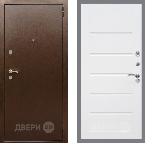 Входная металлическая Дверь Рекс (REX) 1А Медный Антик Сити Белый ясень