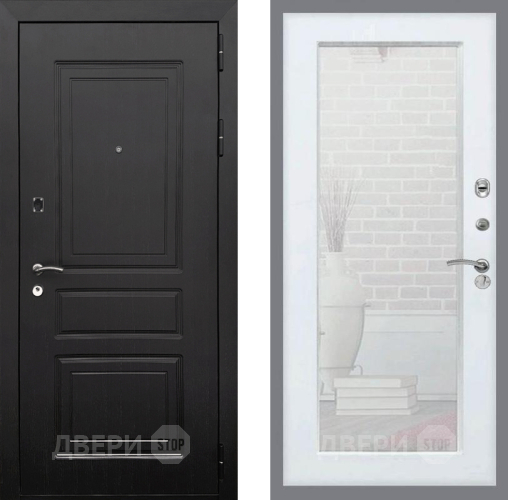 Входная металлическая Дверь Рекс (REX) 6 Венге Зеркало Пастораль Белый ясень