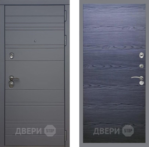Входная металлическая Дверь Рекс (REX) 14 силк титан GL Дуб тангенальный черный