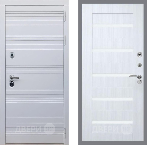 Входная металлическая Дверь Рекс (REX) 14 Силк Сноу СБ-14 стекло белое Сандал белый