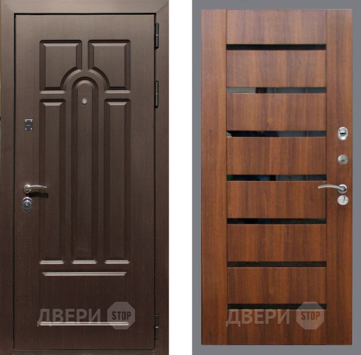 Входная металлическая Дверь Рекс (REX) Эврика СБ-14 стекло черное Орех бренди